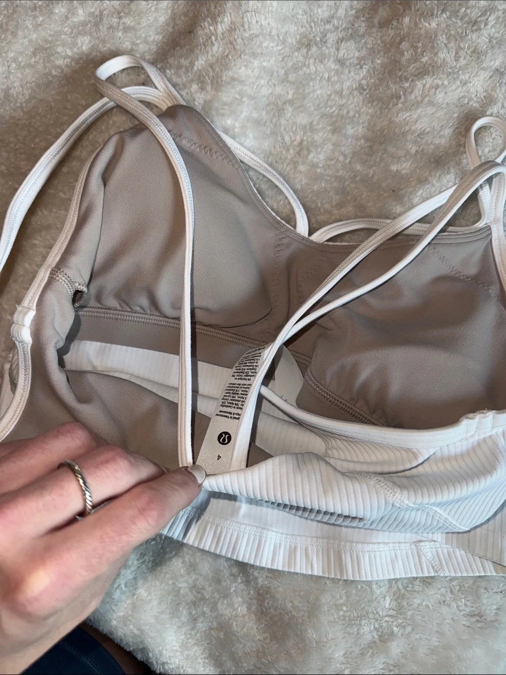 Lululemon White Ribbed Strappy Cropped Tank Top